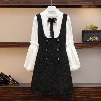 

COIGARSAM 4XL Plus Size Women dress New Spring Dresses White Black 8001