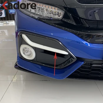 

For Honda Civic 2020 2021 ABS Carbon Fiber Auto Head Front Fog Light Lamp Cover Trim Foglight Eyebrow Strips Car Styling