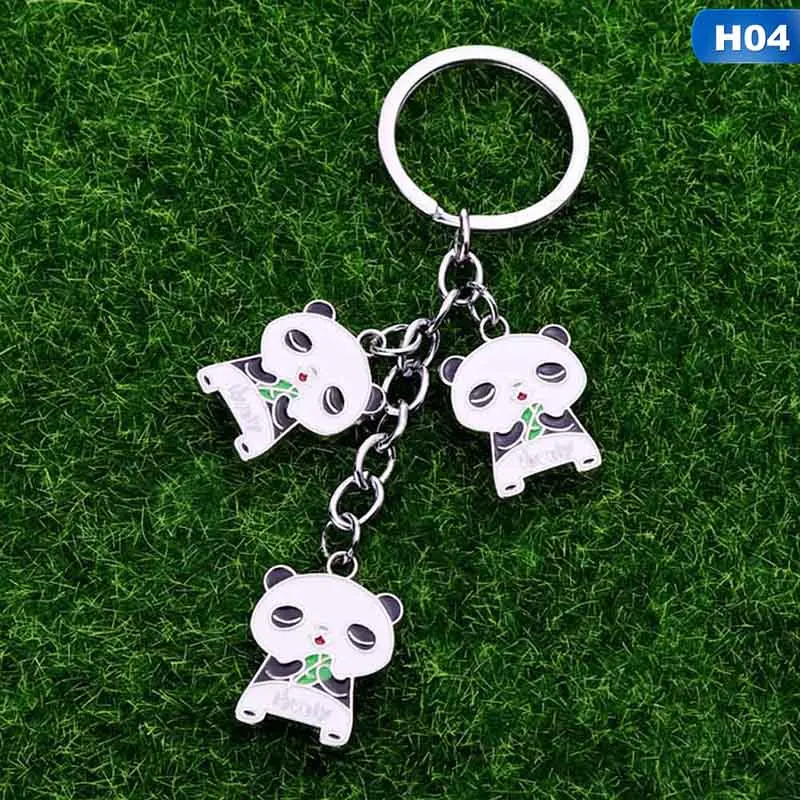 Panda Key Chain New Cute Panda Keychain For Bag Car Key Ring Tourism Souvenir Gifts Key Chains Holder Silver Trinket Jewelry - Цвет: H04