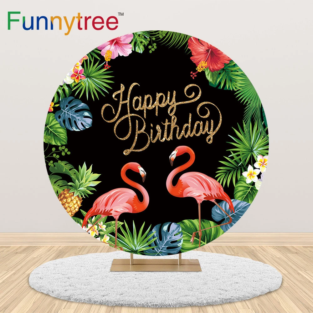 Funnytree Couverture D Arriere Plan Rond De Flamand Rose Decor De Fond Personnalise Pour Fete D Anniversaire Tropicale D Ete Photographie De Bebe Decor Pour Seance Photo Aliexpress