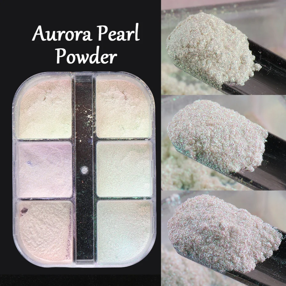 Nail Glitter Powder Pearl Shell Rubbing Pigment 6 Grids Nails Art Design Accessory nail powder,nail pigment,nail glitter,nail decoration,nail decorations