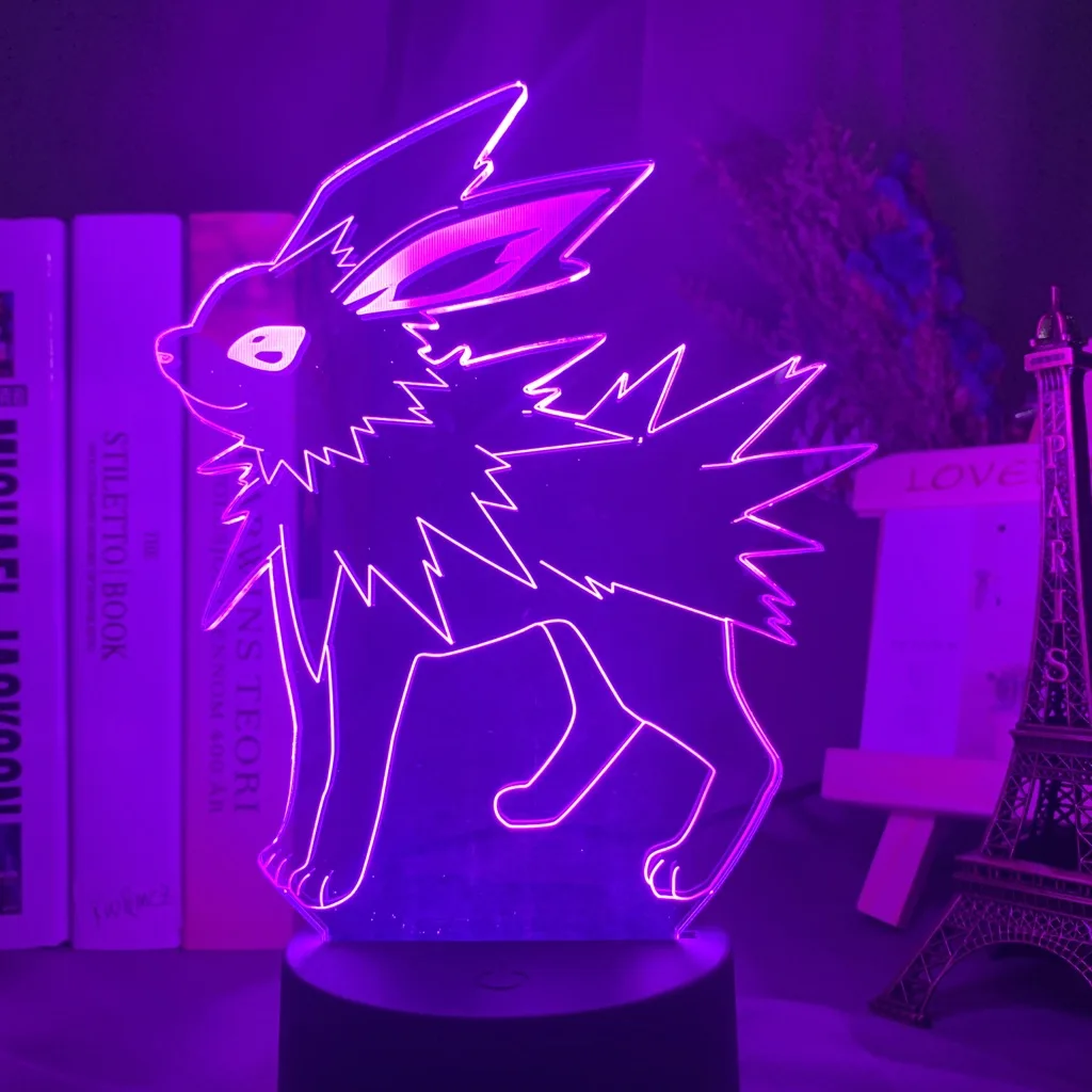 3d ночник Jolteon рисунок дети мальчик спальня атмосфера изменение цвета Usb настольная лампа игра Покемон го Jolteon 3d ночной Светильник