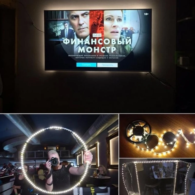 5 в светодиодный светильник, ТВ-светильник, 3528 SMD HD ТВ-лента, Диодная Гибкая подсветка ПК-экрана и косой светильник, домашний декоративный светильник