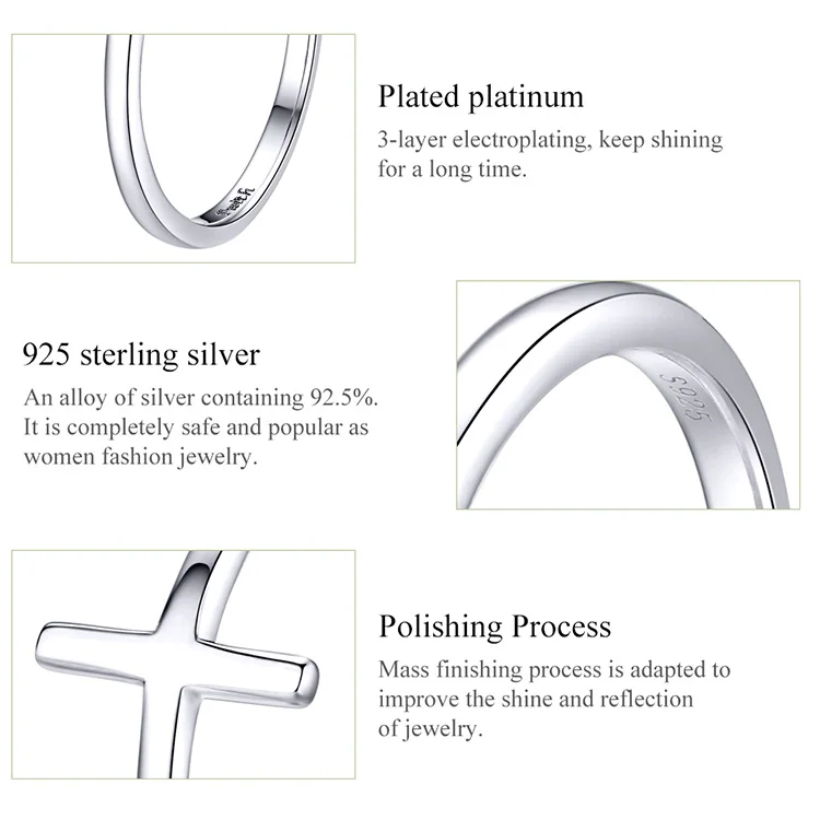 WOSTU New Arrival 925 Sterling Silver Cross Fashion Ring Finger For Women Lover Wedding Rings Genuine Luxury Jewelry BKR562