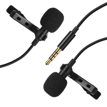 

Mini Mic Lavalier Omni-directional Microphone Electret Condenser Lavalier Microphone Dual Head with 3.5mm TRRS 4m Cable