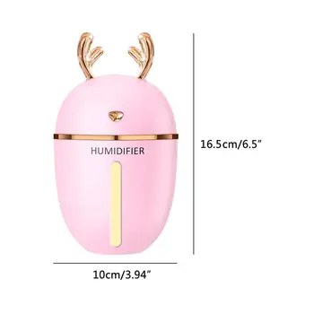 

450ML 450ML USB Air Humidifier Purifier Mist Maker Deerhorn Ultra Silent Night Light with Fan Aroma Essential Oil Diffuser Home