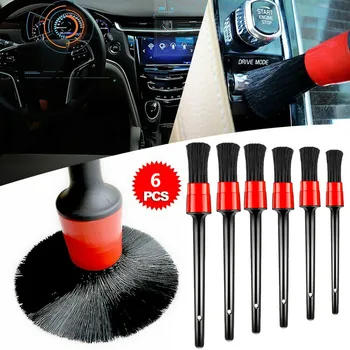 

6pcs Car Detailing Brush Kit Wild Boar Hair Vehicle Auto Interior For Wheel Clean 7.67" 8.26" 8.85" 9.05" Car Cleaning Brushes