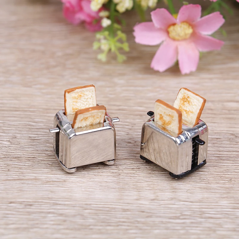 Miniature Dollhouse Bread Machine with Toast - 1/12 Scale Decorative Toaster Accessory