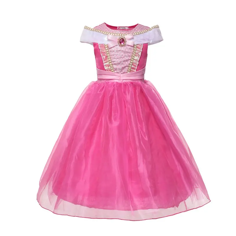 21 Aurora Dress MUABABY/25 стилей; нарядное платье принцессы для девочек; костюм Эльзы, Анны, Софии, Золушки, Белоснежки, Авроры, жасмина для вечеринки на Хэллоуин - Цвет: 21 Aurora Dress
