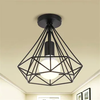 

LED Ceiling Lights Vintage Iron cage modern indoor Ceiling Lamp Nordic Light Cage Fixture Living Room Decor not include bulb