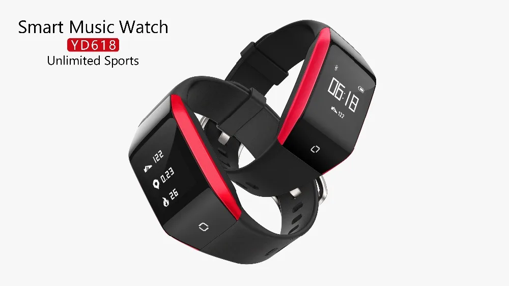 

YD618 Smart Watch Bluetooth Music Bracelet 0.96 IP68 Waterproof 512MB U disk Card MP3 Music playback heart rate for Android IOS