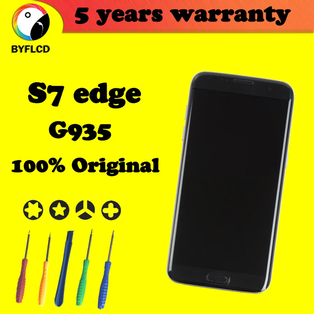 5,5 ''дисплей для SAMSUNG Galaxy S7 edge ЖК-дисплей G935 G935F G935A сенсорный дигитайзер в сборе с горящей тенью