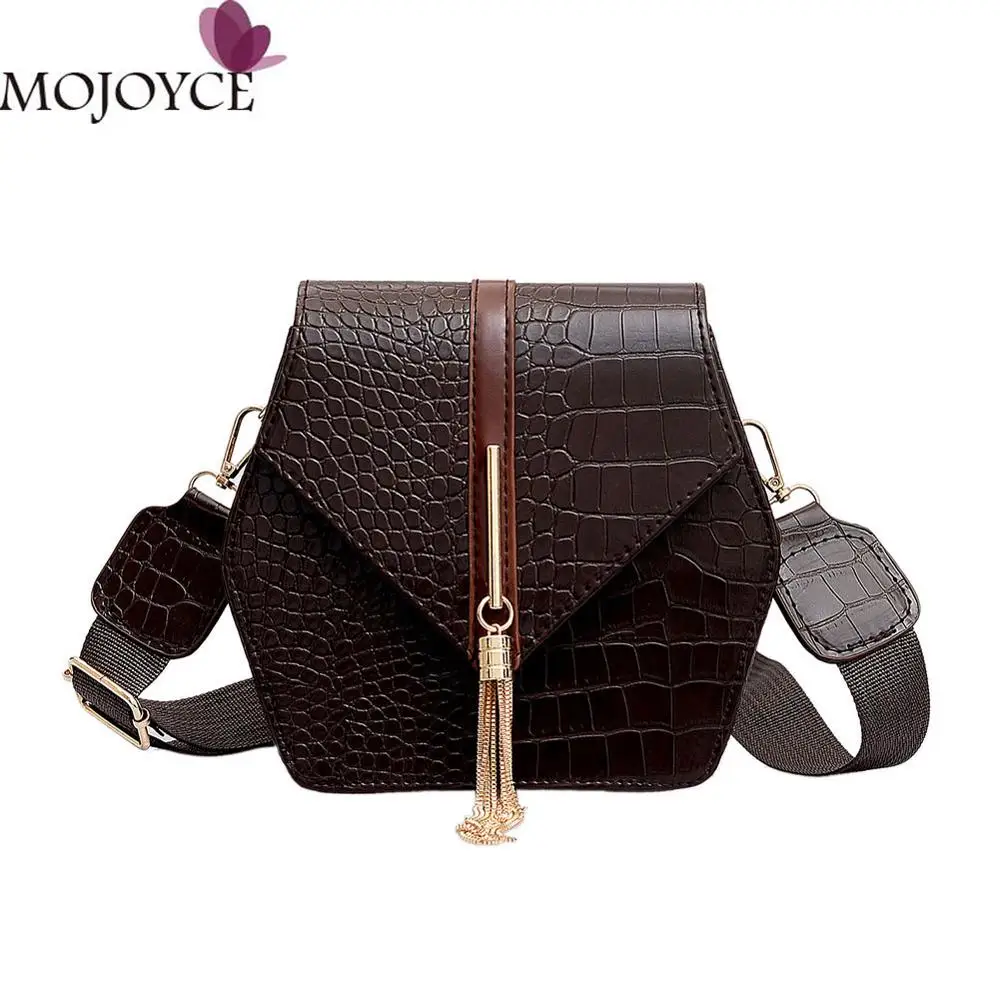 

Female Hexagon Crocodile Pattern Messenger Shoulder Bags Women Solid Color Crossbody Handbags Purse