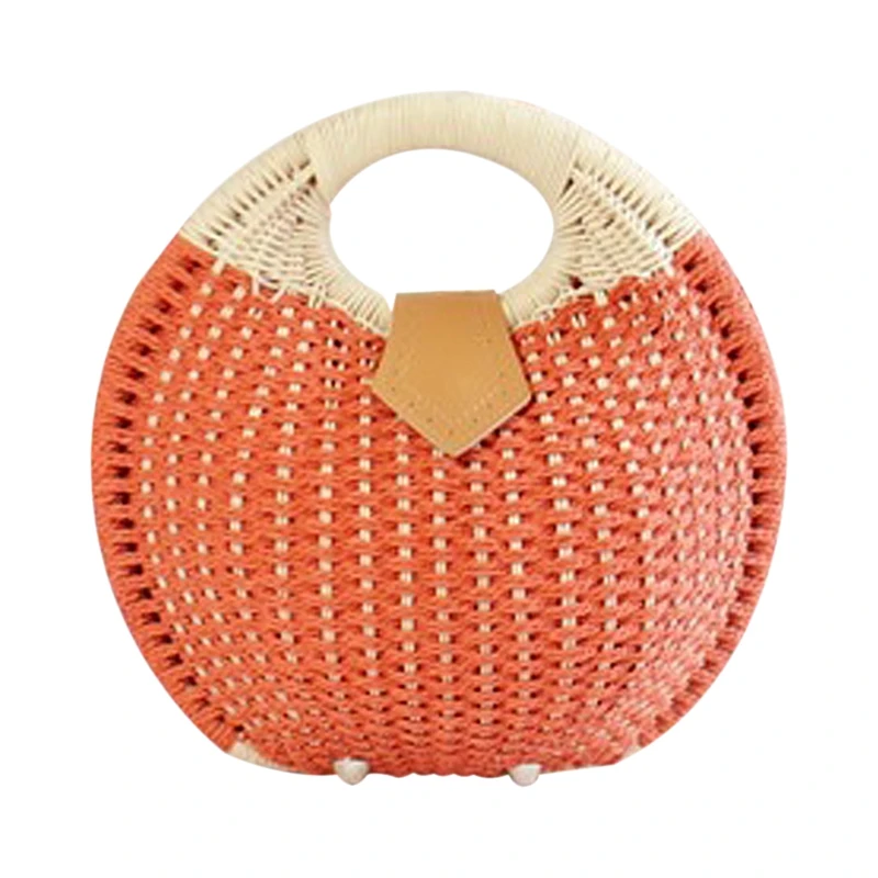 

Snail's Nest Tote Handbag Summer Beach Bags Woman Straw Bags Women's Handbag Rattan Bag(Orange)