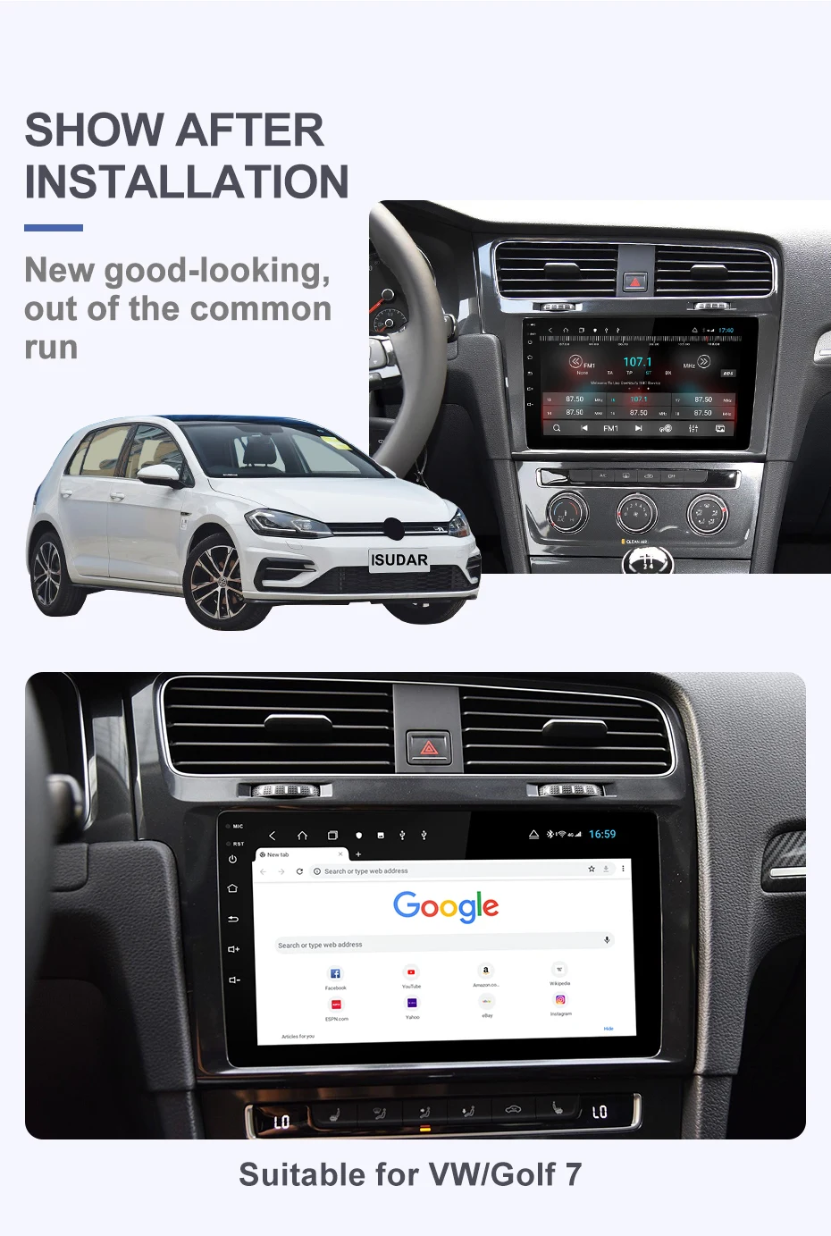 Discount Isudar H53 4G Android 1 Din Auto Radio For VW/Volkswagen/Golf 7 Car Multimedia 8 Core RAM 4GB ROM 64GB GPS DVR 1080P Camera IPS 3