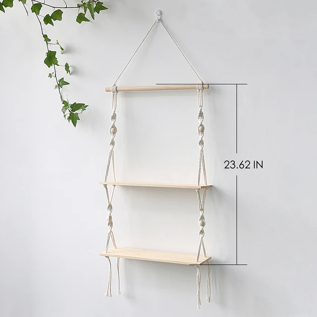 Estante colgante de madera para dormitorio, repisa Ornamental de macramé  para pared, columpio flotante para habitación de niños, estante de flores,  decoración del hogar - AliExpress