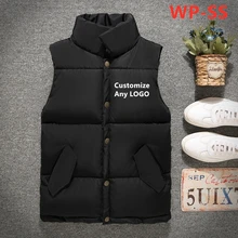 WP-SS, мужской жилет, модная зимняя куртка, жилет, тонкий, без рукавов, на заказ, уплотненный, теплый, мужской пуховик, высокое качество, Harajuku стиль, топы