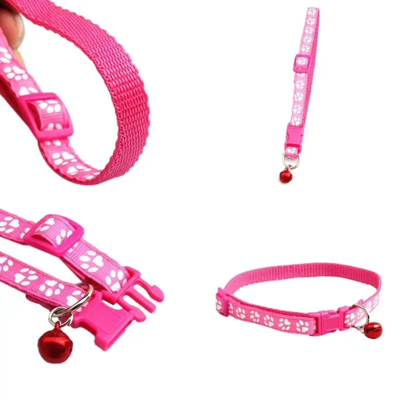2 Pack Adjustable Cat Collar with Bell, Fashion Paw Print Design Pet Collar, Safety Quick Release Breakaway Collar for Cats (Ros 2 Pack Adjustable Cat Collar with Bell, Fashion Paw Print Design Pet Collar, Safety Quick Release Breakaway Collar for Cats (Ros