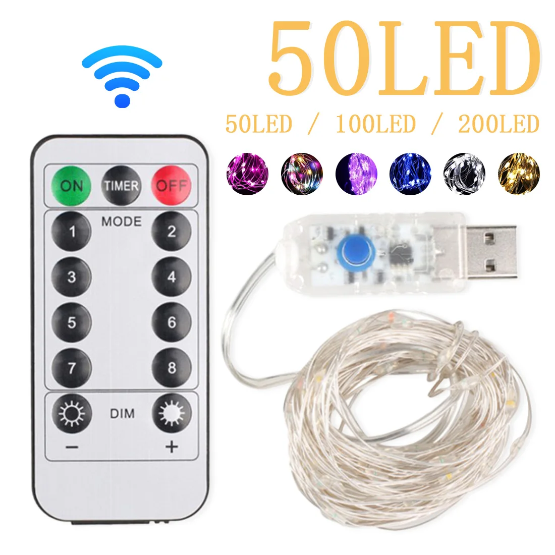 

USB 5m/10m/20m 100LED/200LED String Light With Remote Control String Lights For Christmas Xmas String Lights Outdoor Copper
