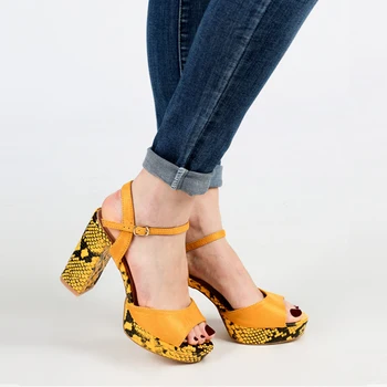 

CLEAR FOSCARI black/yellow faux snake pattern shoes woman sexy high heel sandal