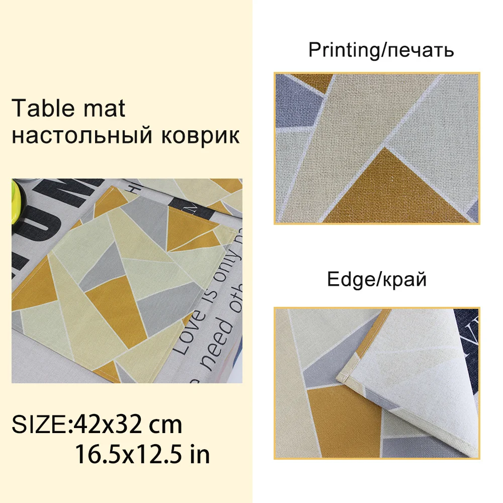 1Pcs Floral Plant Pattern Kitchen Placemat Coaster Dining Table Mats Linen Pad Bowl Cup Mat 42*32cm Home Decor Napkin Table