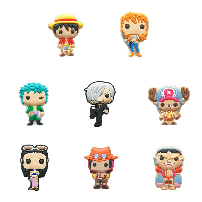 

100pcs Classic Cartoon One Piece Shoe Charms Shoe Accessories Kids Buckles Fit Bracelets Croc Charms JIBZ Shoe Decoration Gift