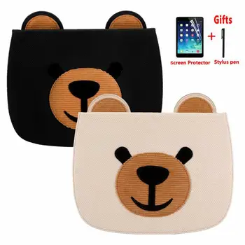 

For iPad 9.7 2018 2017 case Shockproof Cute embroidery Bear Cartoon Pattern stand cover for iPad Air 1 2 Pro 9.7 funda + Film