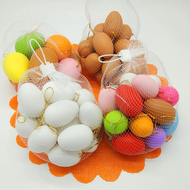 

10/18/20Pcs Easter Egg Children DIY Graffiti Handmade Painted Simulation Plastic Eggs Thanksgiving Decorations for Home