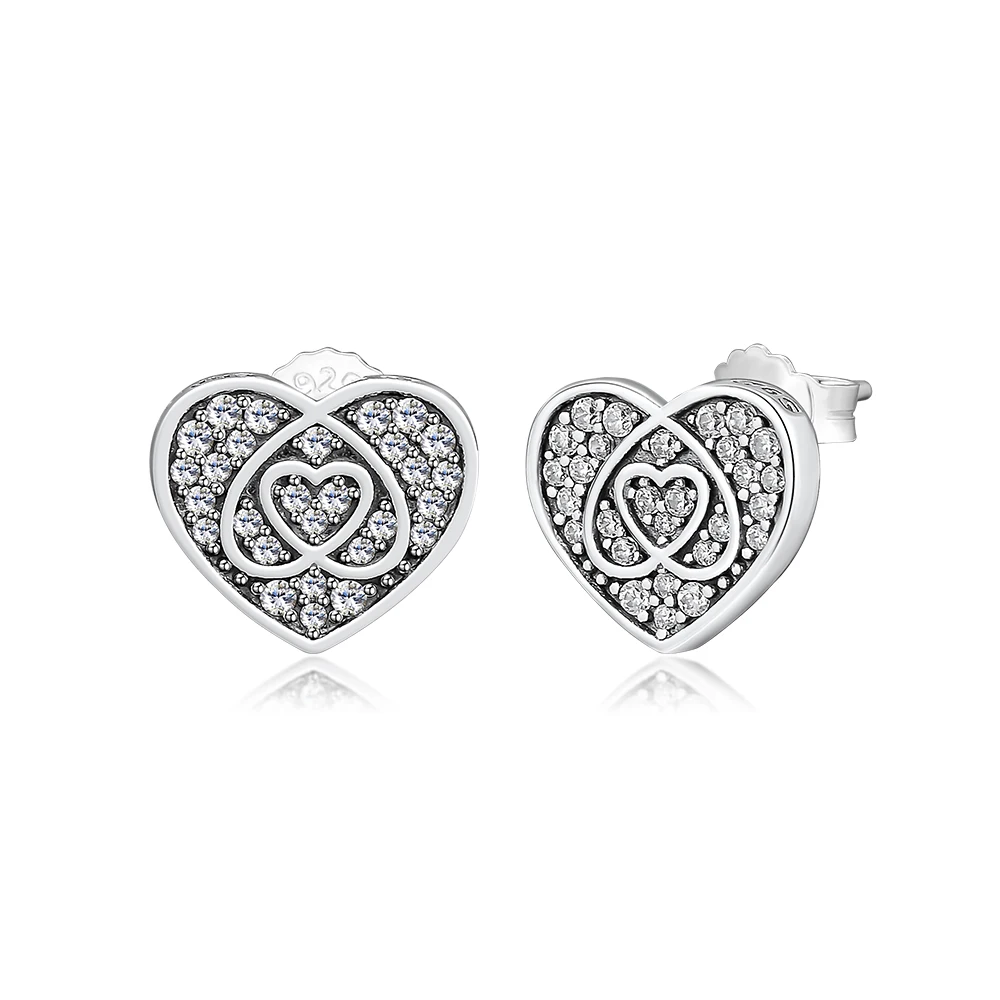 

Серьги-гвоздики в форме сердца принцессы, серебро 100% пробы 925 пробы, ювелирные изделия с прозрачным кубическим цирконием, бесплатная доставка