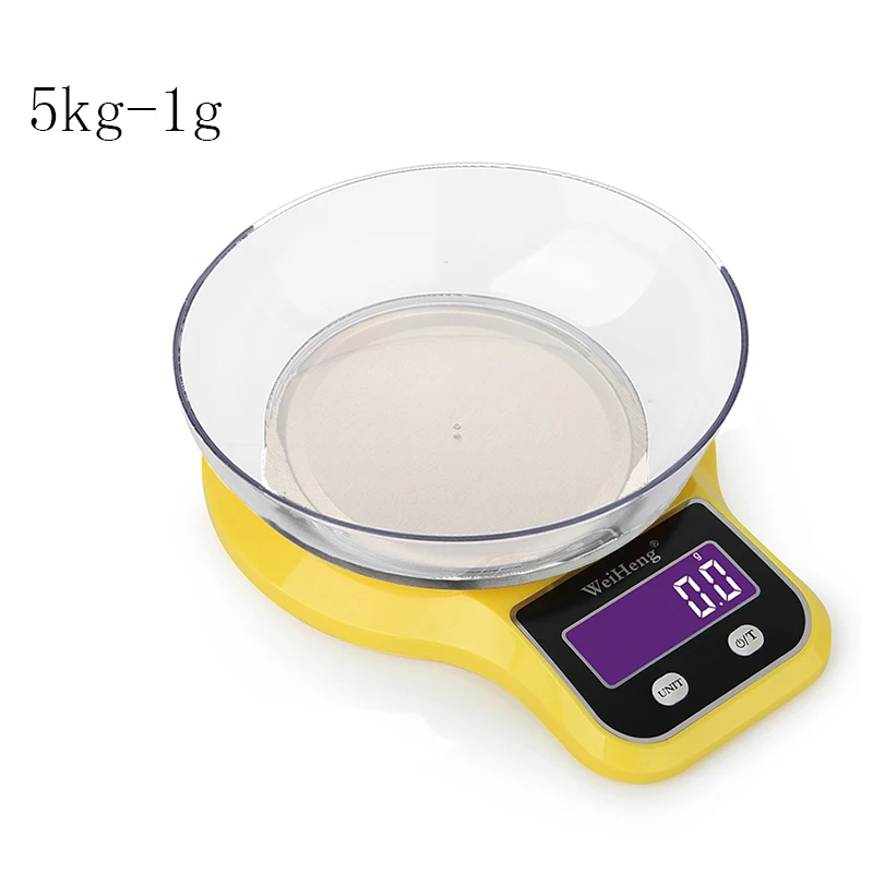 5kg with bowl yellow Кухонные весы 5 кг/1 г 3 кг/0,1 г lcd Цифровые пищевые электронные весы 3 вида прецизионных многофункциональных весовых шкал с чашей - Цвет: 5kg with bowl yellow