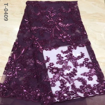 

African Lace Fabric 2020 High Quality Lace Sequins French Net Lace Tulle Mesh Fabrics Latest Onion Color Lace Fabrics