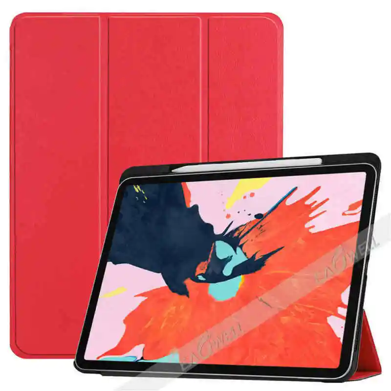 Ударопрочный трехслойный чехол-подставка для iPad Pro 12,9 дюйма чехол из искусственной кожи флип-чехол для планшета с функцией автоматического сна смарт-чехол