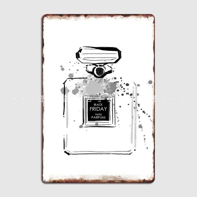 

Black Friday Perfume Bottle Metal Plaque Poster Club Home Custom Kitchen Wall Decor Tin Sign Posters