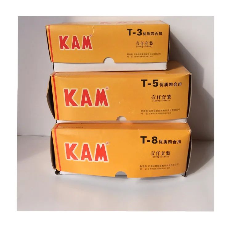 1000 наборов/коробка новые пластиковые кнопки-застежки KAM белого и черного цвета T3