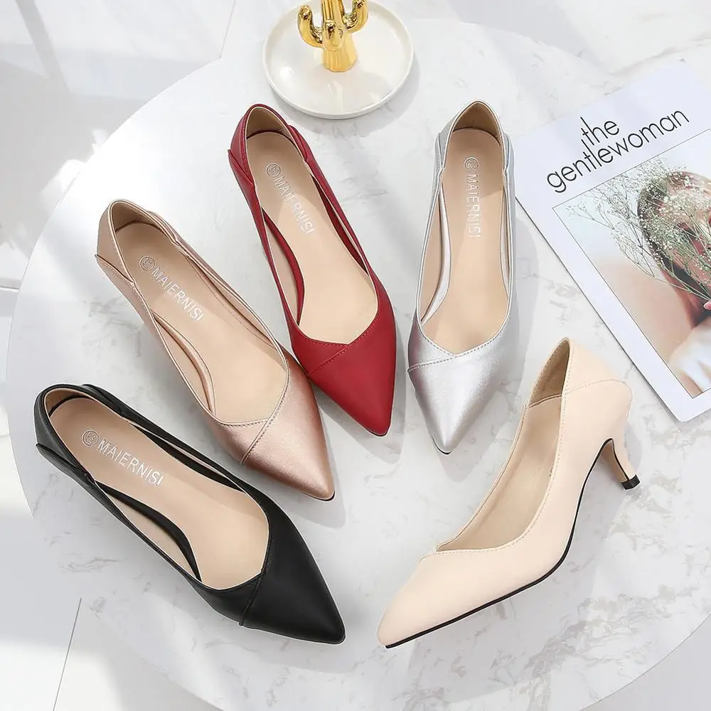 Туфли-лодочки на низком каблуке 5 см модная женская обувь пикантные тонкие туфли