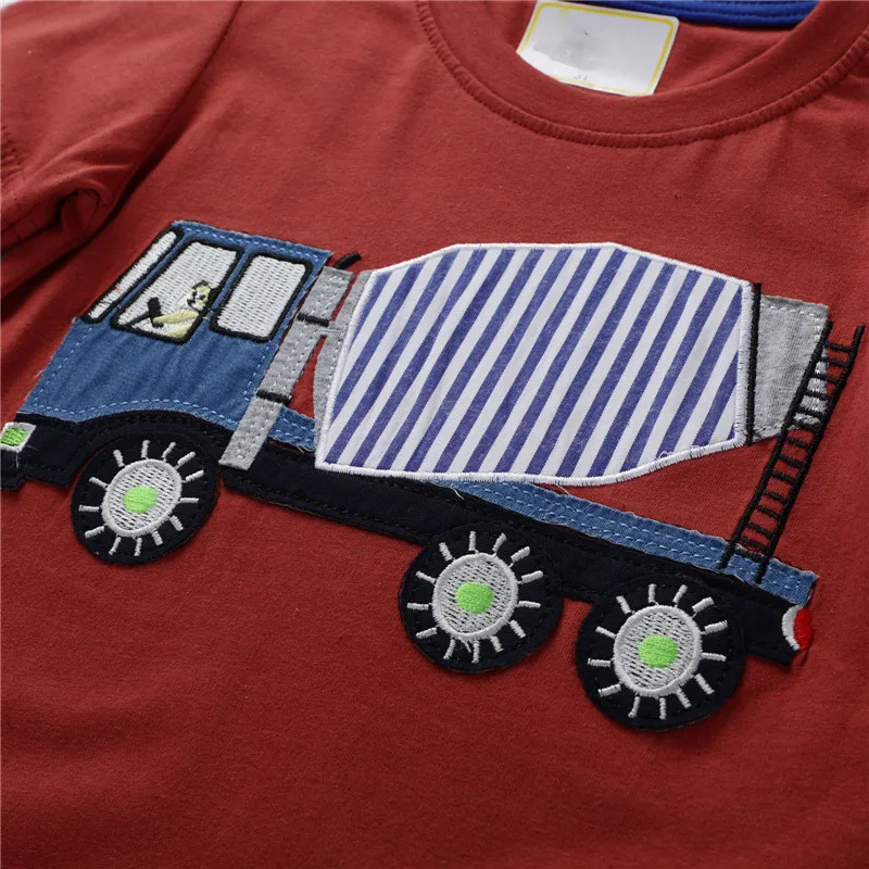 Jumpingbaby/ г. Футболка для мальчиков футболка с изображением автомобиля, Детская футболка Осенние Топы с трактором, детская одежда Koszulka Koszulki Meskie, футболка, Enfant
