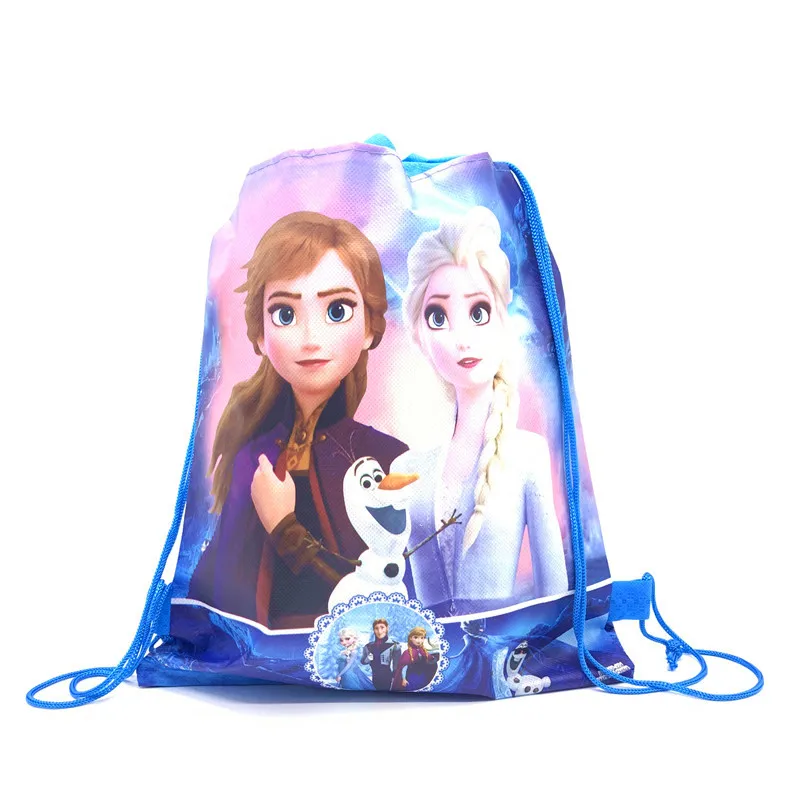 8/16/24/50PCS Disney Frozen 2 Anna Elsa Birthday Party Gifts Non-woven Drawstring Bags Kids Boy Favor Swimming School Backpacks 