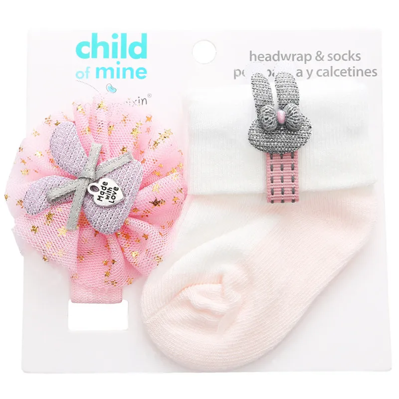 Kid's Socks For Newborns Baby Girl Socks Hair Band Set Cotton Bebe Toddler Socks+ Bow Headband Lace Infant Birthday Gift 0-12M