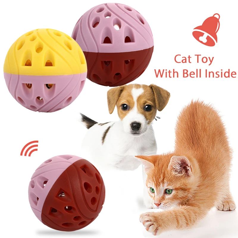 Шарик для котов Pet Cat Ball колокольчики для кошек украшение на бал-сопротивление жесткий пористый маленький колокольчик двойной цвет игрушечные попугаи