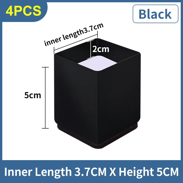 Steel Metal Sofa Table Pad Foot High Legs For Furniture Lifter increase 10cm Sofa Bed Chair Legs Pads Leg Desk Cabinet To Foot Black-3.7cmx5cm