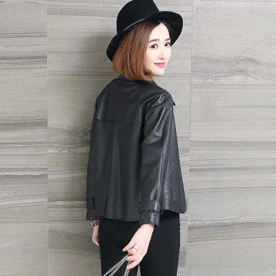 Tao Ting Li Na Women Spring Genuine Real Sheep Leather Jacket R38