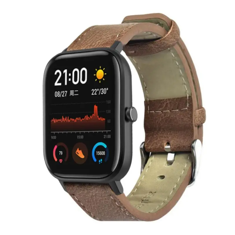 Винтажный кожаный ремешок для часов Huami Amazfit GTS Сменные аксессуары наручных в