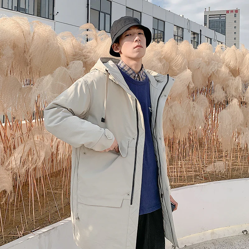 

New autumn/winter 2019 slimming pure color cotton long-sleeved cotton-padded clothes loose casual personality youth men's wear