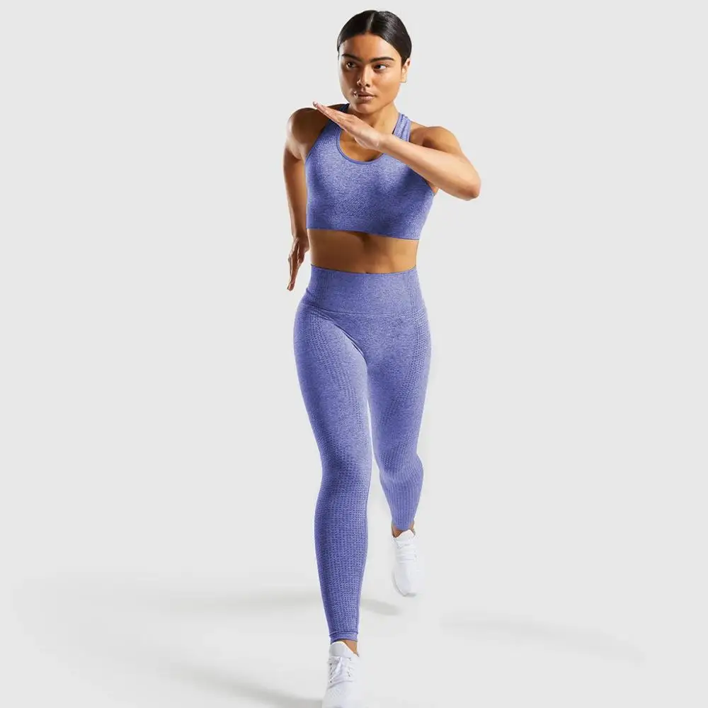 Royalblue Женский бесшовный комплект для йоги, одежда для спортзала, леггинсы для фитнеса+ бюстгальтер с подкладкой, спортивный костюм, женский спортивный костюм без рукавов, костюм для активного отдыха - Цвет: Royalblue