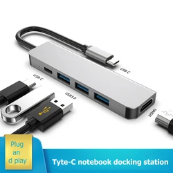 Alloygraine – convertisseur de moyeu Portable 5 I n1 type c, séparateur pour ordinateur Portable PC 3 usb 3.0 4K 87W PD adaptateur de charge rapide Dock 