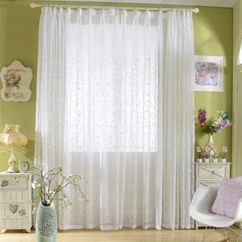 

White Twig Embroidered Tulle Roman Curtains Living Room Balcony Linen Fashion Voile Blackout Decoration Modern Window Valances