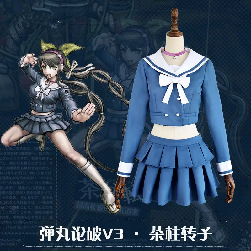 Danganronpa V3 Killing Harmony Chabashira Tenko женский костюм Школьная форма комплект головной убор платье полный костюм косплей реквизит