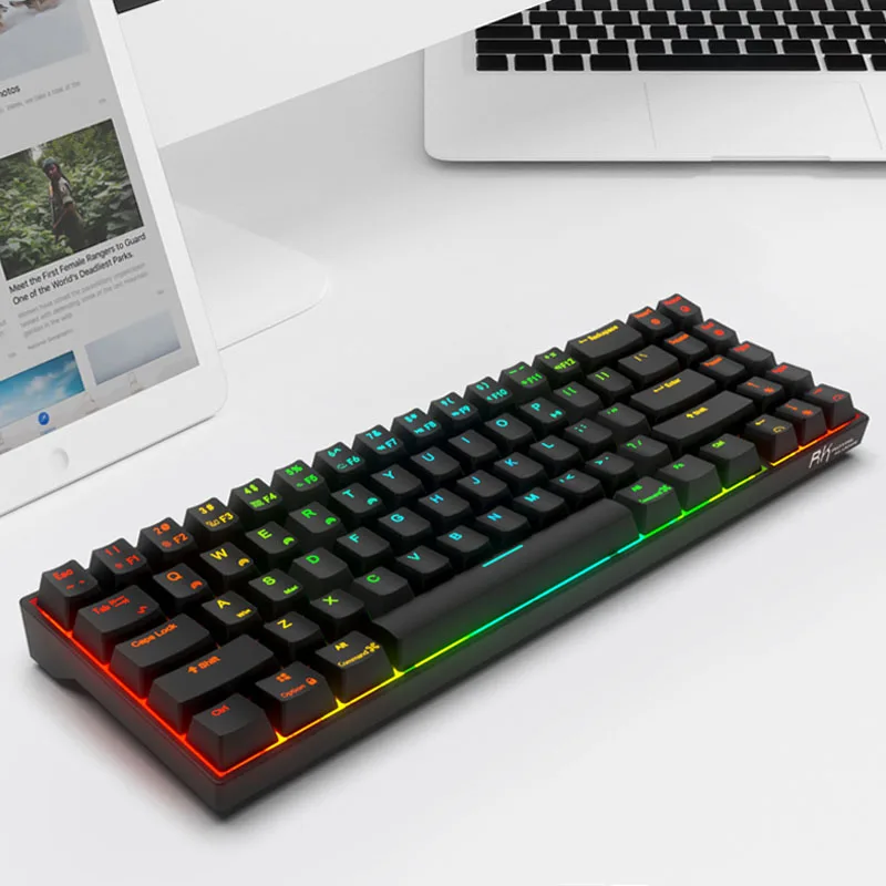 

RK71 70% Gaming Mechanical Keyboard USB Wireless 71 Keys With RGB Backlight Brown/Red Switch for PC Computer Gamer TKL Keyboard