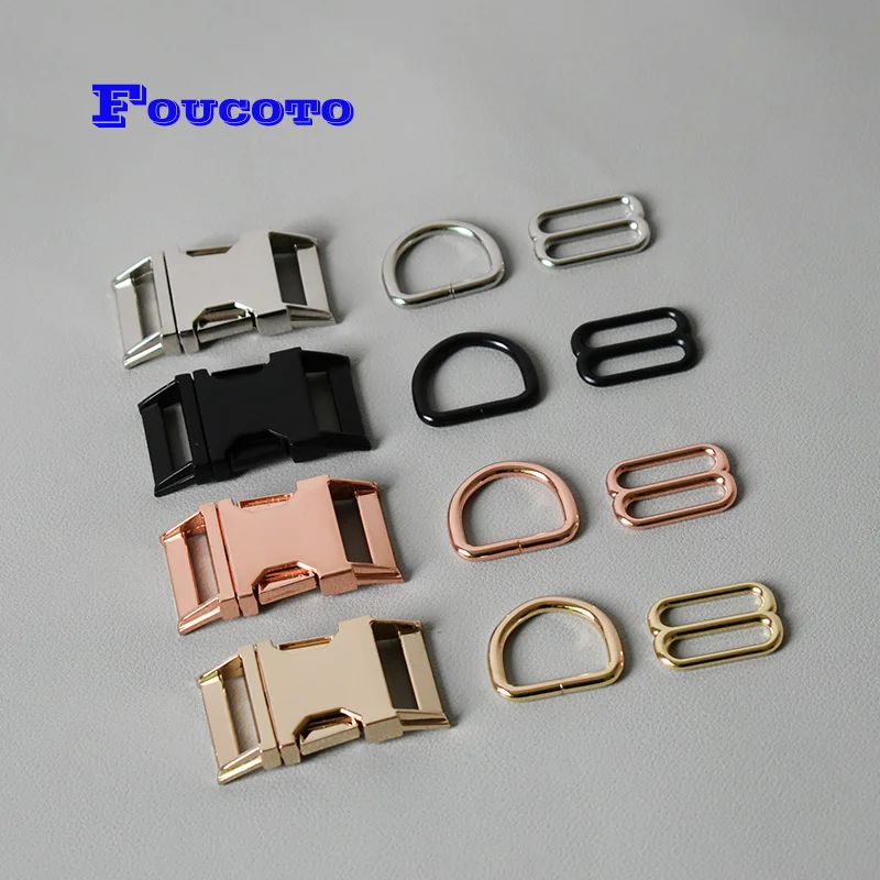 

50 sets metal breakaway buckle tri-glide D rings slider 25mm webbing for paracord dog collar belt buckles DIY sewing accessories