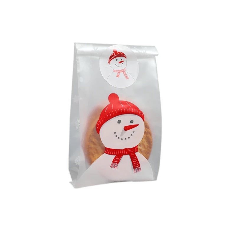 50 шт. забавные рождественские Упаковочные пакеты для печенья, липкие бумажные Мультяшные Санта-Клаус, вечерние, детские, для печенья, для выпечки